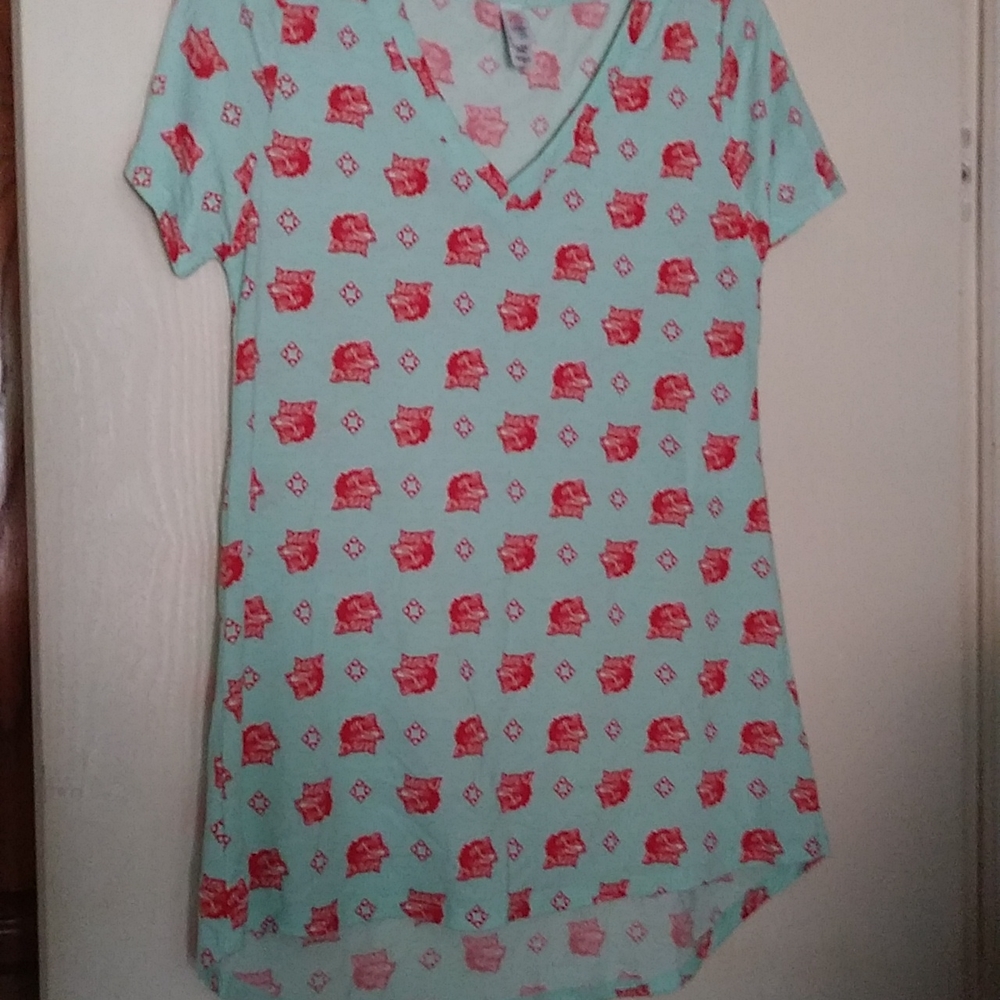 Lularoe, ChristyT - extra small light green with red wolves on it. New with tag